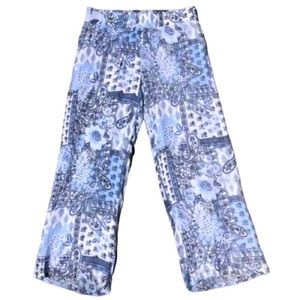 Meg‎ & Margot Blue Patchwork Print Cropped Pants